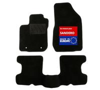 DBS - Tapis de Sol Voiture - sur Mesure - Adapté à Votre Dacia SANDERO (01/2013-12/2017) Antidérapant : Clips de Fixation et Autogrip - 3 pièces : Protection du Pont arrière - Moquette