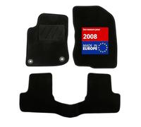 DBS - Tapis de Sol Voiture - sur Mesure - Adapté à Votre Peugeot 2008 (04/2013-12/2019) Antidérapant : Clips de Fixation et Autogrip - 3 pièces : Protection du Pont arrière - Moquette