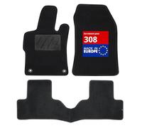 DBS - Tapis de Sol Voiture - sur Mesure - Adapté à Votre Peugeot 308 (dès 10/2021) Antidérapant : Clips de Fixation et Autogrip - 3 pièces : Protection du Pont arrière - Moquette