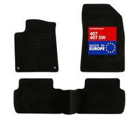 DBS - Tapis de Sol Voiture - sur Mesure - Adapté à Votre Peugeot 407/407 SW (04/2004-05/2011) Antidérapant : Clips de Fixation et Autogrip - 3 pièces : Protection du Pont arrière - Moquette