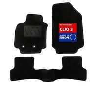 DBS - Tapis de Sol Voiture - sur Mesure - Adapté à Votre Renault Clio 3 (09/2005-08/2012) Antidérapant : Clips de Fixation et Autogrip - 3 pièces : Protection du Pont arrière - Moquette