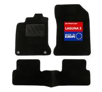 DBS - Tapis de Sol Voiture - sur Mesure - Adapté à Votre Renault Laguna 3 (10/2007-12/2015) Antidérapant : Clips de Fixation et Autogrip - 3 pièces : Protection du Pont arrière - Moquette