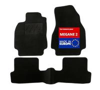 DBS - Tapis de Sol Voiture - sur Mesure - Adapté à Votre Renault Megane 2 (09/2002-10/2008) Antidérapant : Clips de Fixation et Autogrip - 3 pièces : Protection du Pont arrière - Moquette