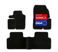 DBS - Tapis de Sol Voiture - sur Mesure - Adapté à Votre Renault Scenic 2 (06/2003-03/2009) Antidérapant : Clips de Fixation et Autogrip - 3 pièces : Protection du Pont arrière - Moquette