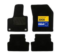 DBS - Tapis de Voiture - sur Mesure pour Peugeot 3008 (10/2016-11/2020) - Antidérapants avec Clips de Fixation - 4 Tapis Auto Avant/arrière - Moquette Noire