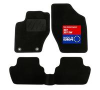 DBS - Tapis de Sol Voiture - sur Mesure - Adapté à Votre Peugeot 307/307 SW (04/2001-04/2008) Antidérapant : Clips de Fixation et Autogrip - 3 pièces : Protection du Pont arrière - Moquette