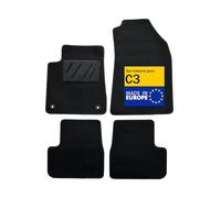 DBS - Tapis de Voiture - sur Mesure pour Citroën C3 dès 07/2024 - Antidérapants avec Clips de Fixation - 4 Tapis Auto Avant/arrière - Moquette Noire