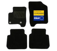 DBS - Tapis de Voiture - sur Mesure pour Citroën C3 Picasso (09/2009-12/2016) - Antidérapants avec Clips de Fixation - 4 Tapis Auto Avant/arrière - Moquette Noire
