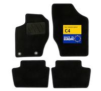 DBS - Tapis de Voiture - sur Mesure pour Citroën C4 (11/2004-07/2011) - Antidérapants avec Clips de Fixation - 4 Tapis Auto Avant/arrière - Moquette Noire