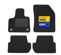 DBS - Tapis de Voiture - sur Mesure pour Peugeot 3008 (12/2020-03/2024) - Antidérapants avec Clips de Fixation - 4 Tapis Auto Avant/arrière - Moquette Noire