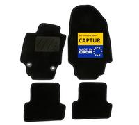 DBS - Tapis de Voiture - sur Mesure pour Renault CAPTUR (03/2013-11/2019) - Antidérapants avec Clips de Fixation - 4 Tapis Auto Avant/arrière - Moquette Noire