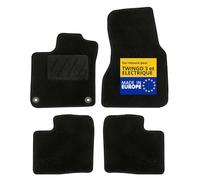 DBS - Tapis de Voiture - sur Mesure pour Renault TWINGO 3 et Electrique (09/2014-02/2019) - Antidérapants avec Clips de Fixation - 4 Tapis Auto Avant/arrière - Moquette Noire