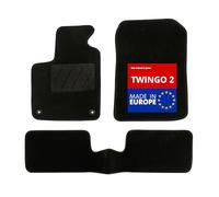 DBS - Tapis de Sol Voiture - sur Mesure - Adapté à Votre Renault TWINGO 2 (07/2007-08/2014) Antidérapant : Clips de Fixation et Autogrip - 3 pièces : Protection du Pont arrière - Moquette