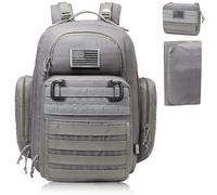 DBTAC Sac à dos à langer pour papa, grand sac à langer pour homme avec matelas à langer, isolé, avec poches pour lingettes et sangles de poussette, gris