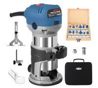 DBTR700B Outil de défonceuse à bois 1,25 CV, défonceuse Dobetter pour le travail du bois, défonceuse compacte de 6,5 A, 6 vitesses variables avec pinces de 6,35 mm et 9,5 mm, 12 fraises à bois et sac