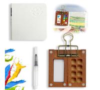 DBTW 6 Pièces Kit de Voyage Aquarelle Mini, Palette de Carnet de Croquis Portable, Palette de Voyage en Bois Coffret de Peinture, Palette Aquarelle Portable pour Gouache Peinture Acrylique