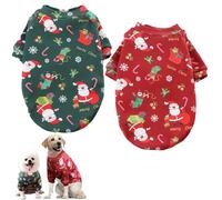Dbvnnsy 2pieces Chien Tenue de Noël, Costume de Noël de Chien Chaud avec Un Sauteur de Chien en Peluche avec Motif de Noël
