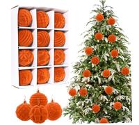 Dbvnnsy Boules de Noël en Velours, 2,36 Pouces, Ornements Orange Suspendus pour l'Arbre, Couronne, Guirlande - Décorations de Noël