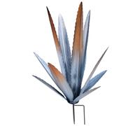 Dbvnnsy Plant d'agave à Faux métal 18 × 11, 4 ″ avec pieu, Sculpture d'art de la Cour soudée nostalgique Pastorale pour Jardin en Plein air, terrasse et pelouse, Argent
