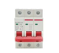 DC 1000V 3P Solar Circuit Breaker Overload Protection Switch 6A 10A 16A 20A 25A 32A 40A 50A 63A DC1000V Photovoltaic PV MCB AUOQKQUT(50A)