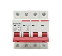DC 1000V 4P Solar Circuit Breaker Overload Protection Switch 6A 10A 16A 20A 25A 32A 40A 50A 63A Photovoltaic PV System MCB AUOQKQUT(63A)