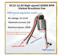 DC 12-12.6V violent blowing 160W fan 120000 rpm high-speed brushless electronic starter IINKUEYK(Power on conversion)