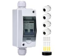DC 2P Bipolar Miniature Circuit Breaker Car Battery Isolator Disconnect Switch With IP66 Box (AC 200-250V,IP65 16 Amp)