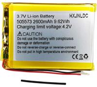 Dc 3.7v 2600mah 505573 Rechargeable Lithium Polymer Battery For Diy 3.7-5v Electronic Products With 2 Built-In Wires Replacement Battery And Led Light