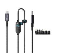 DC 5,5 x 2,1 mm vers câble d'alimentation de type C 5 V/9 V/12 V réglable avec moniteur en temps réel pour tablettes, ordinateurs portables de type C, chargeur de câble convertisseur