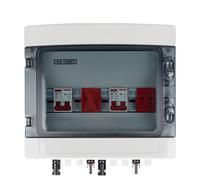 DC 500V 2 Input 2 Output Solar Photovoltaic PV Combiner Box With Surge Lightning Protection DC Fuse MCB SPD Waterproof Box IP65(DC MCB 32A)