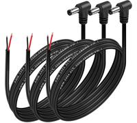 DC 5521 90 Degree Right Angle Pigtail Power Cable 18AWG DC Power Male Plug to Bare Wire Open End Pigtail Power Cable (18AWG)