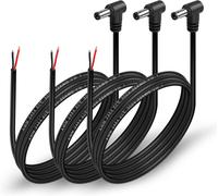 DC 5521 90 Degree Right Angle Pigtail Power Cable 22AWG DC Power Male Plug to Bare Wire Open End Pigtail Power Cable (22AWG)