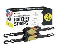 DC Cargo - Lot de 2 Sangles à cliquet rétractables (2,5 cm x 3 m) - Sangles à cliquet rétractables Robustes - Sangle à cliquet Auto-contenue Facile pour remorques, véhicules, Bateau