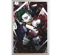 DC Comic - Poster - Harley Quinn & Joker Anime + cadre interchangeable, Shinsuke® Maxi aluminium argenté, vitre acrylique