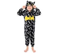 DC Comics Bandes dessinées Batman Onesie Garçons | Pyjama Tout-en-Un Noir Film Dark Knight pour Enfants | Pyjama Doux et Moelleux pour Enfants 9-10 Ans