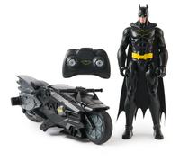 DC Comics - Batcycle RC + Figurine Batman 30 Cm - Batman Figurine Articulée - Créez Vos Propres Combats Masqués - Super Héros - Jouet À Collectionner - Jouet Enfant 4 Ans Et +