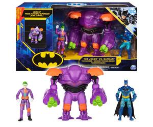 DC Comics Batman, Coffret figurine articulée de 10 cm The Joker contre Batman avec armure technologique transformable (exclusivité Walmart)