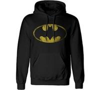 BATMAN DC Comics Distressed Logo Black Hoodie, Black, S