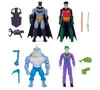 DC Comics – Figurines articulées Batman et Robin contre The Joker et King Shark, 10 cm, dès 3 ans