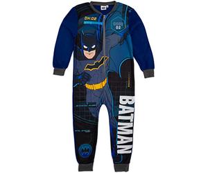 DC Comics Batman Garçons Bleu Onesie | Vêtements d'intérieur en Polaire Tout-en-Un | Enfants Pyjama PJs Sleepsuit Nightwear | Objets Cadeaux Cosy - 3-4 Ans