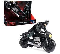 DC Comics Batman The Batman Authentique Bat-Cycle avec Figurine d'action Batman de 30 cm avec Cape en Tissu au Look cinématographique Batman