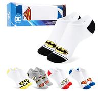 DC Comics Chaussettes Homme, Lot 5 Paires de Chaussettes Invisibles, Socquettes Basses Coton, Chaussettes Fantaisie Homme Humour Chaussette Rigolote Originale (Blanc, 41-46 EU)