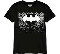 DC Comics « Classic Logo Jacquard Holidays » BOBATMBTS052 T-Shirt Garçon, Noir, Taille 12 Ans
