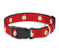 DC Comics Collier pour Animal Domestique Boucle en Plastique DC League of Super Pets Flash Bolt Logo Rouge Jaune Blanc 24,5 à 36,5 cm Largeur 1,3 cm