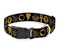 DC Comics Collier pour animal domestique, boucle en plastique, noir Adam Justice Society Icons noir orange, 40,6 à 58,4 cm de large