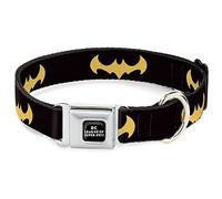DC Comics Collier pour Chien avec Boucle de Ceinture de sécurité en métal Logo Batman Noir/Jaune 24 à 33 cm Largeur 2,5 cm