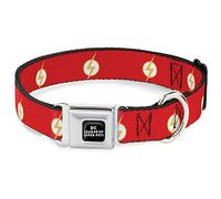 DC Comics Collier pour Chien avec Boucle de Ceinture de sécurité en métal Logo DC League of Super Pets Rouge Jaune Blanc 24,1 à 33 cm 2,5 cm de Large