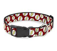 DC Comics Collier pour Chien avec Boucle en Plastique Motif Logo Flash Rouge/Blanc/Jaune 24,1 à 33 cm Largeur 2,5 cm