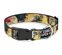 DC Comics Collier pour Chien avec Boucle en Plastique Motif Super-héros DC League of Super Pets Collage Jaune 24,5 à 36,8 cm Largeur 1,3 cm