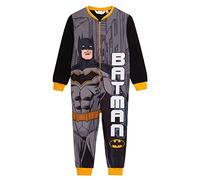 DC Comics Combinaison Batman en Polaire pour garçon - Pyjama Tout en Un - avec Fermeture éclair - Vêtement d'intérieur, Noir, 2-3 Ans